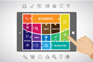 Tablet Puzzle Infographic: Fully Editable Vector